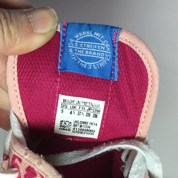Adidas Girl's High Top Sneakers Pink Cheetah Pattern Size 5 GUC - Picture 8 of 9